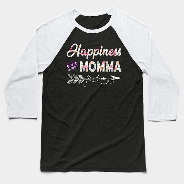 Happiness Is Being A Momma Baseball T-Shirt by Damsin